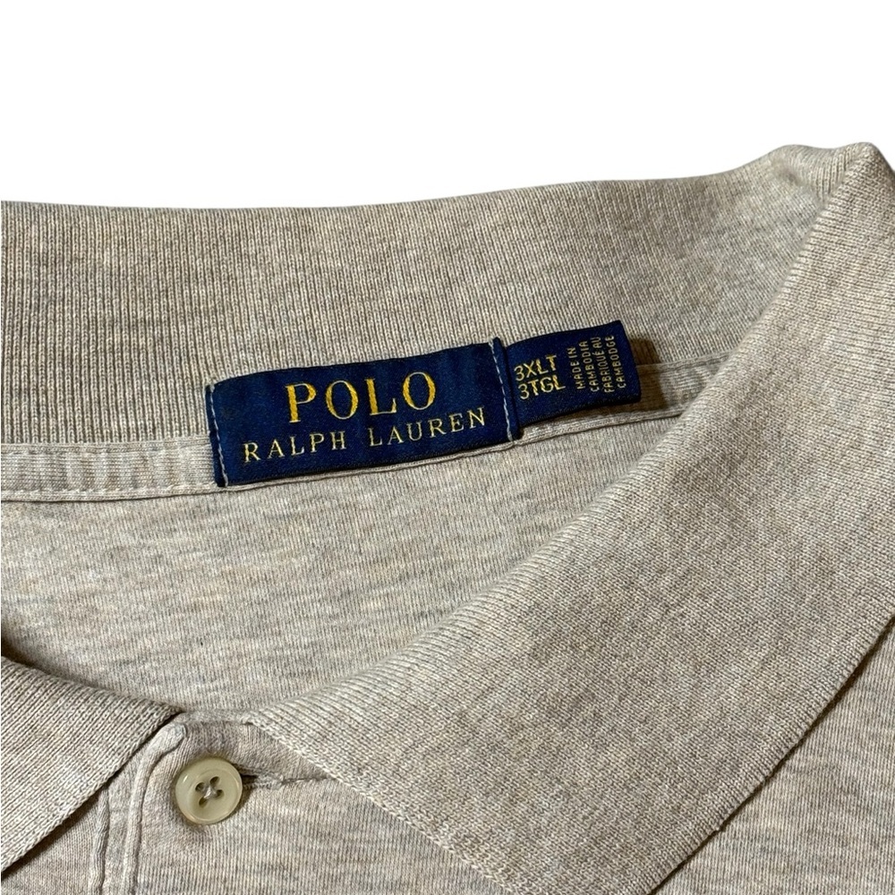 Polo Ralph Lauren Mens 3XLT Tall Beige/cream Long Sleeve Polo Shirt - Picture 2 of 3